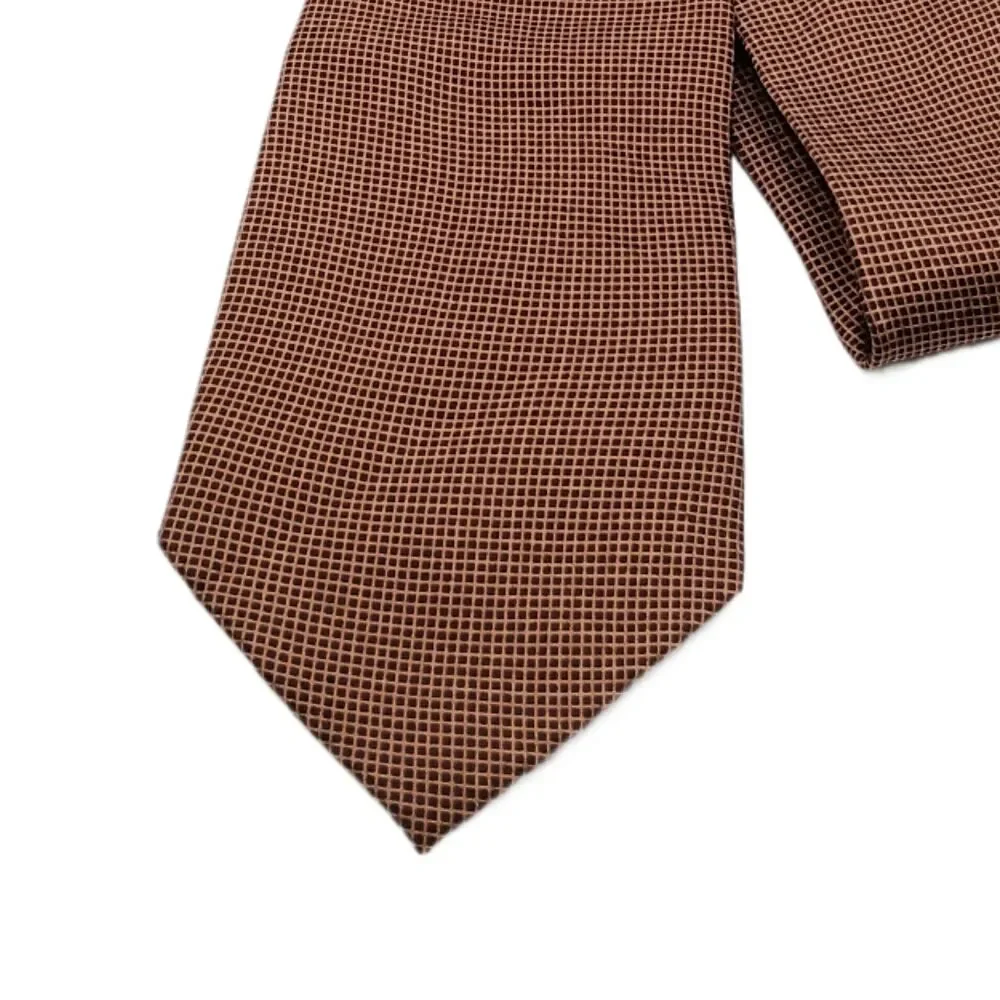 Unlisted Kenneth Cole Silk Tie Mens 59” Brown Microcheck Graph Wide NWT